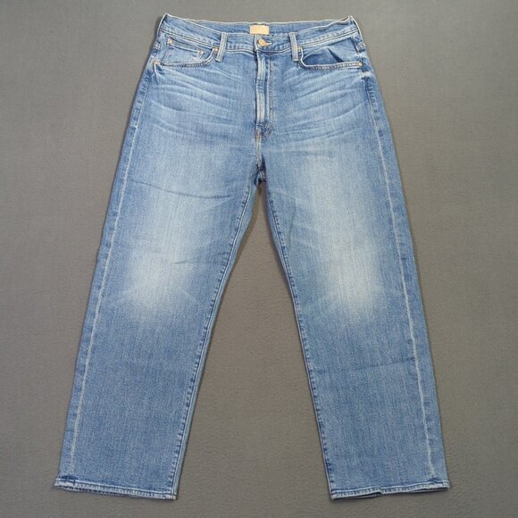 Mother Jeans Women's 31 Blue The Ditcher Zip Crop In Boogie Down Denim - Picture 1 of 15